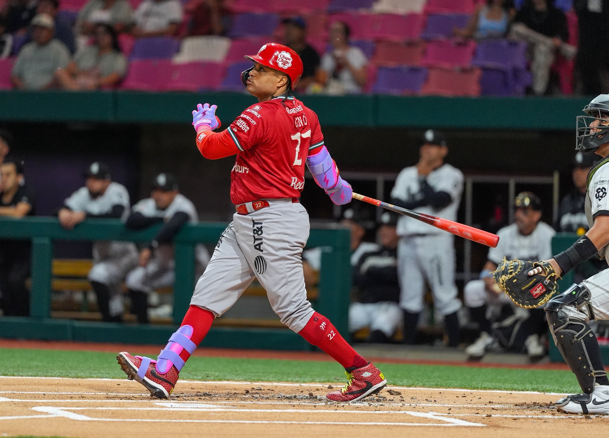 Robinson Canó, pelotero de los Diablos Rojos del México, en un partido de la LMB